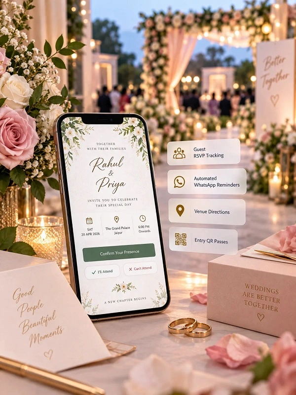 Smart Digital Wedding Invitations & Guest RSVP Tracking background